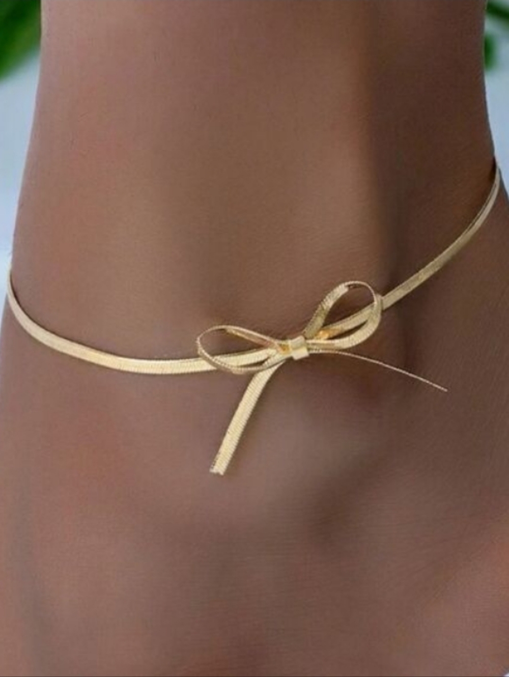 Anthropologie Gold Bow Anklet